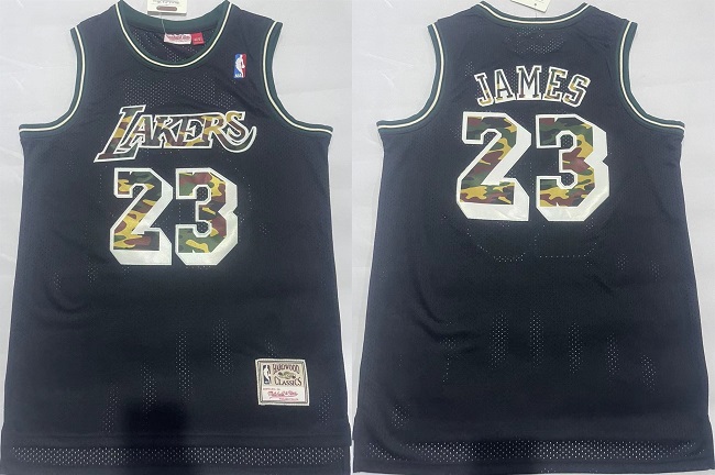Men's Los Angeles Lakers #23 LeBron James Black Throwback basketball Jersey